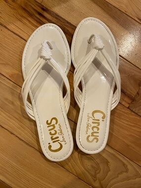 Circus by Sam Edelman White Braided Thong Slide Sandals